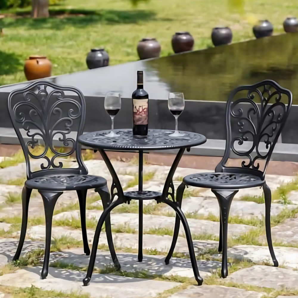 Andorra Cast Aluminum 2 Seater Patio Garden Chair & Table - photo
