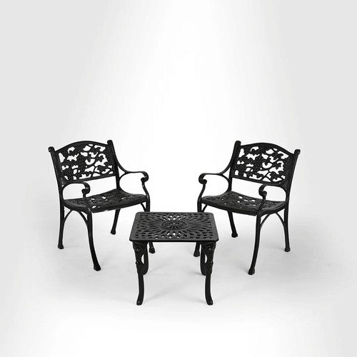 Rezzan Set Of 2 Cast Iron Table And Chair Set
