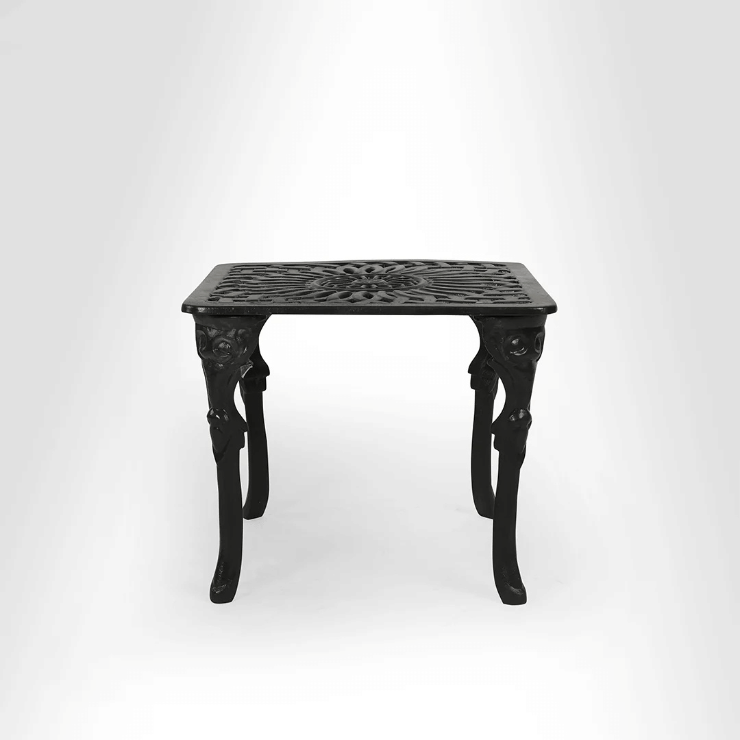 Rezzan Set Of 2 Cast Iron Table And Chair Set - front_view