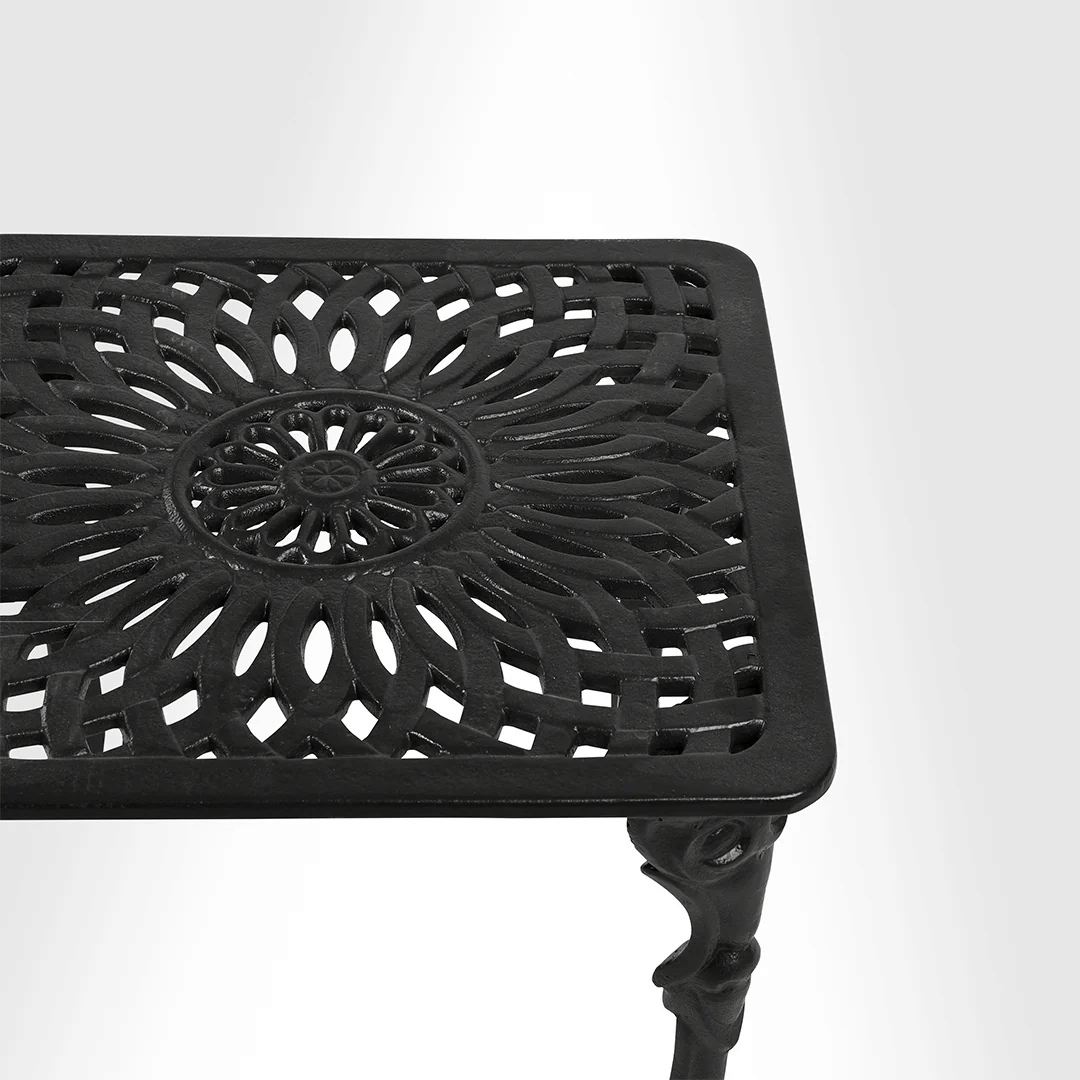 Rezzan Set Of 2 Cast Iron Table And Chair Set