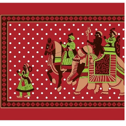 Impressive Red Colored Printed Cotton Double Bedsheet With 2 Pillow Cover - top_view