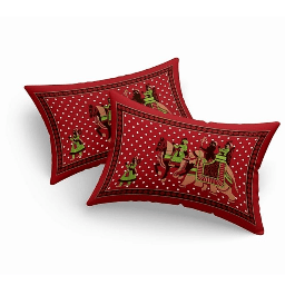 Impressive Red Colored Printed Cotton Double Bedsheet With 2 Pillow Cover - rear_view