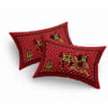 Impressive Red Colored Printed Cotton Double Bedsheet With 2 Pillow Cover - rear_view