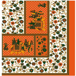 Majesty Orange Printed Cotton Double Bedsheet With 2 Pillow Cover - front_view