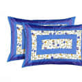 Printed Cotton Double Bed sheet With 2 Pillow Cover/ Blue - rear_view