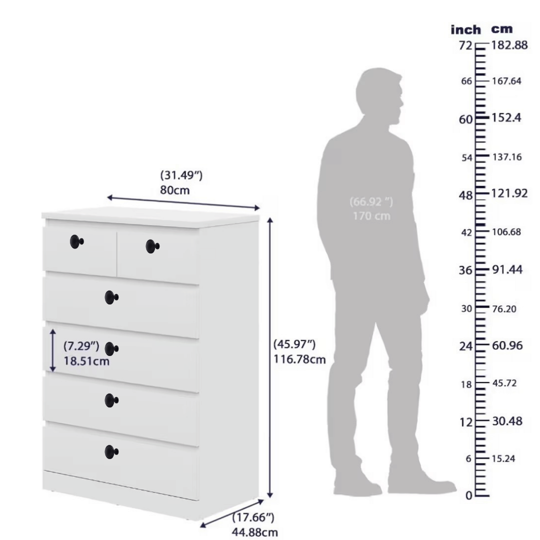 Engineered Wood Chest Of Drawers with 6 Drawers - front_view