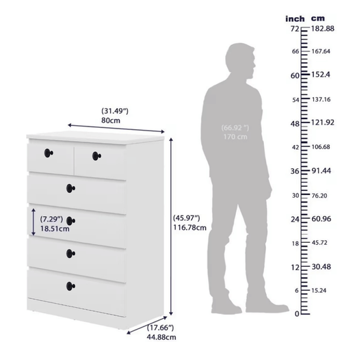 Engineered Wood Chest Of Drawers with 6 Drawers