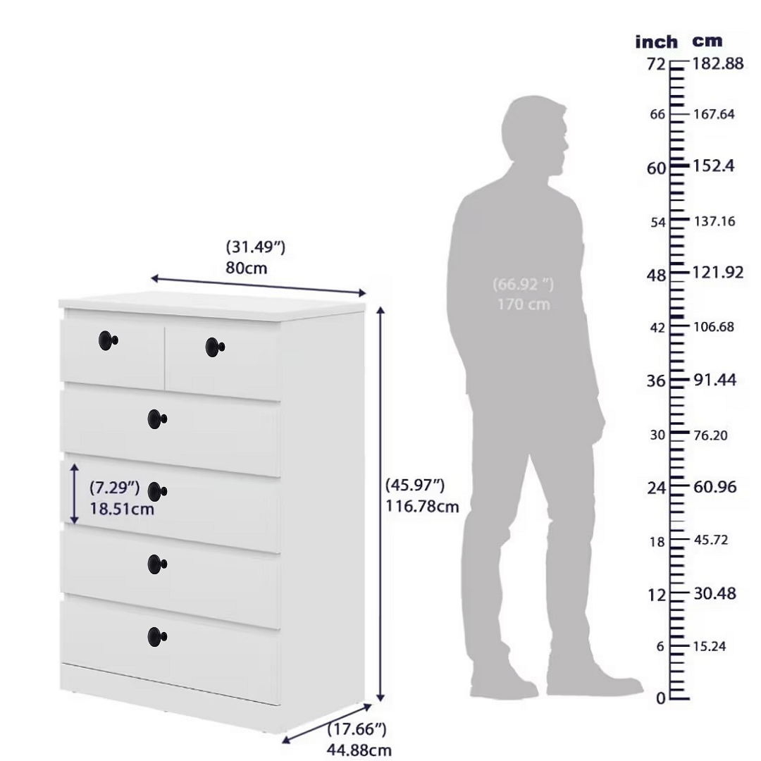 Engineered Wood Chest Of Drawers with 6 Drawers