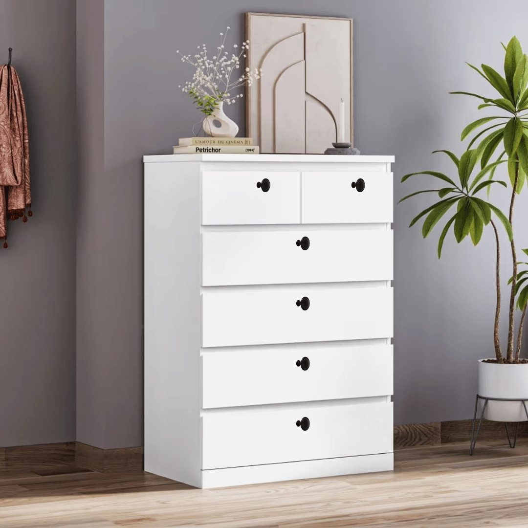 Engineered Wood Chest Of Drawers with 6 Drawers - top_view