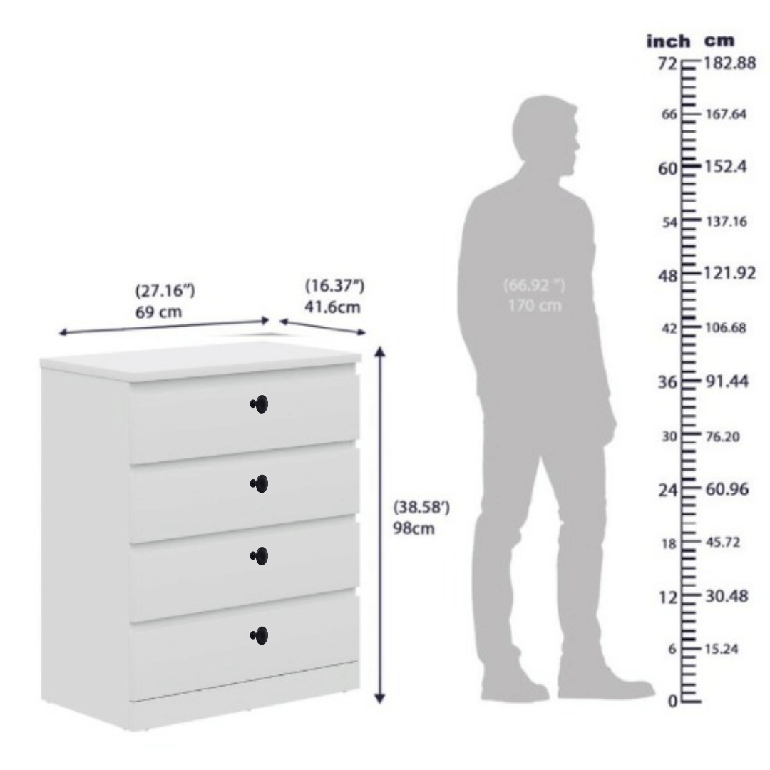 Engineered Wood Chest of Drawer with 4 Drawers - top_view