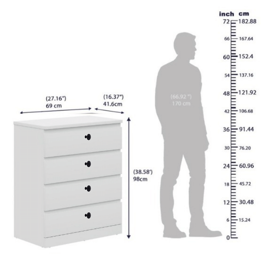 Engineered Wood Chest of Drawer with 4 Drawers