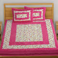Flaunt Printed Cotton Double Bed sheet with 2 Pillow Cover/pink - top_view