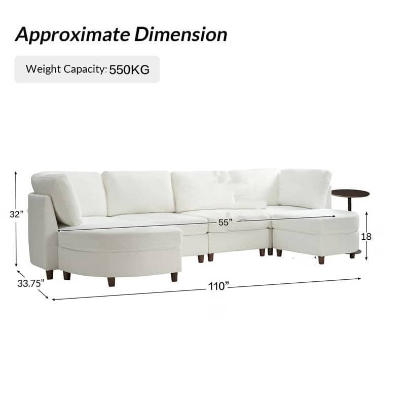 Alzera Convertible U Shaped 6 Seater Sofa Set