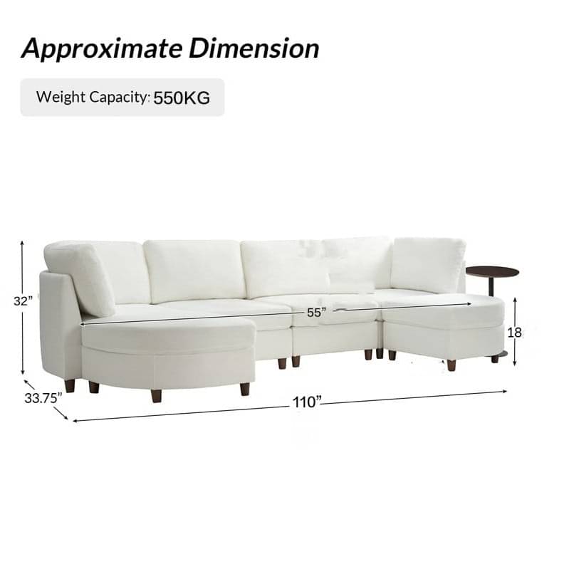 Alzera Convertible U Shaped 6 Seater Sofa Set