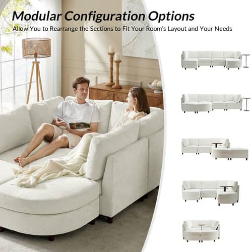 Alzera Convertible U Shaped 6 Seater Sofa Set
