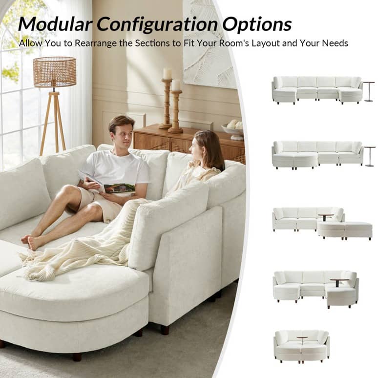 Alzera Convertible U Shaped 6 Seater Sofa Set