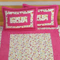 Flaunt Printed Cotton Double Bed sheet with 2 Pillow Cover/pink - rear_view