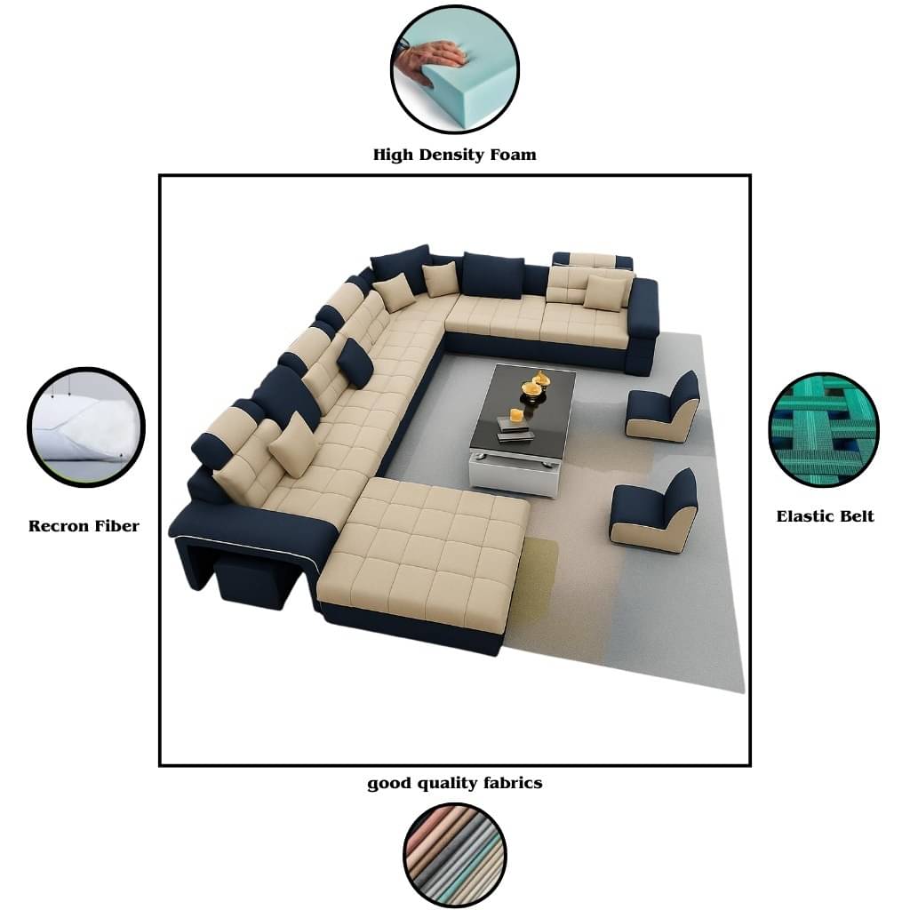 Alster 9 seater u shaped sectional sofa set