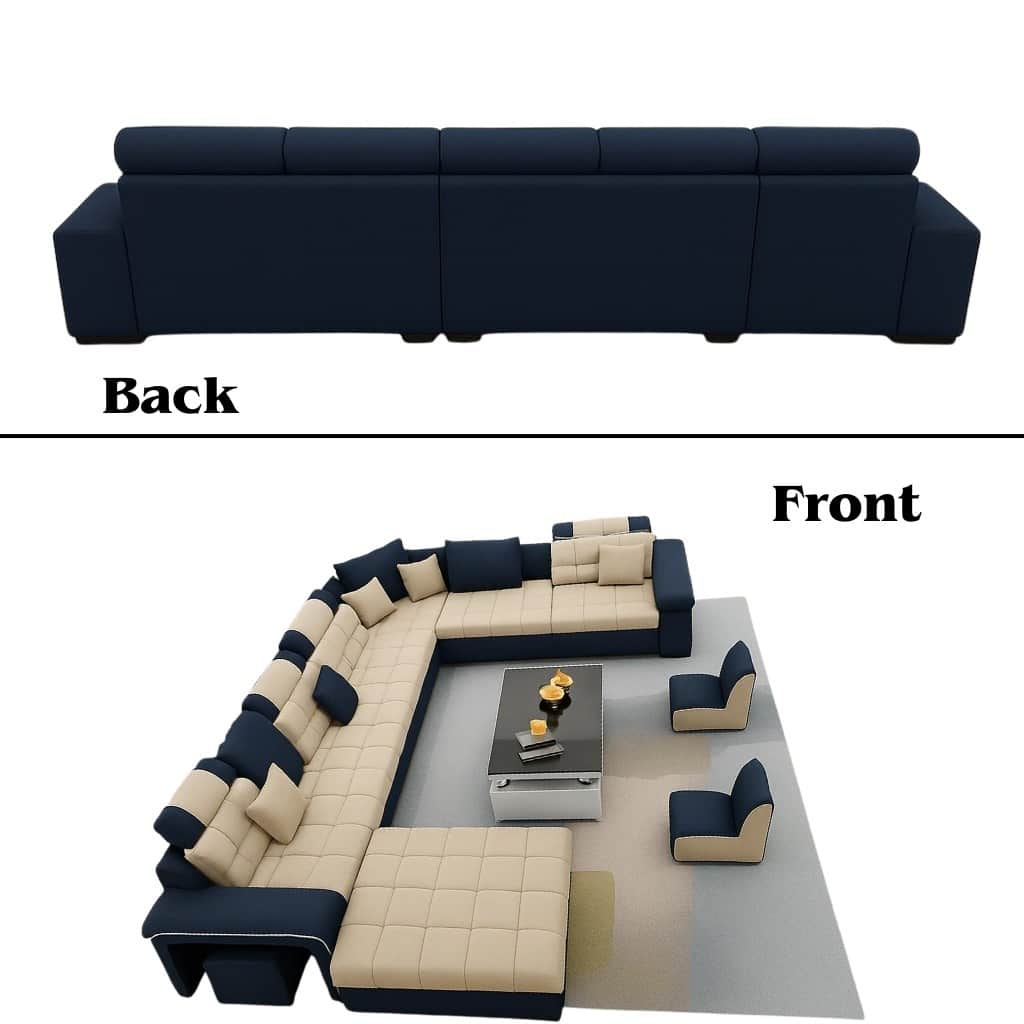 Alster 9 seater u shaped sectional sofa set - rear_view