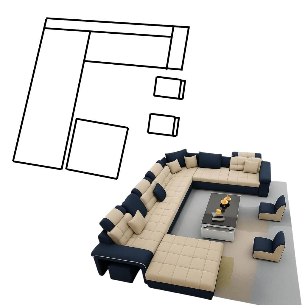 Alster 9 seater u shaped sectional sofa set - left_view