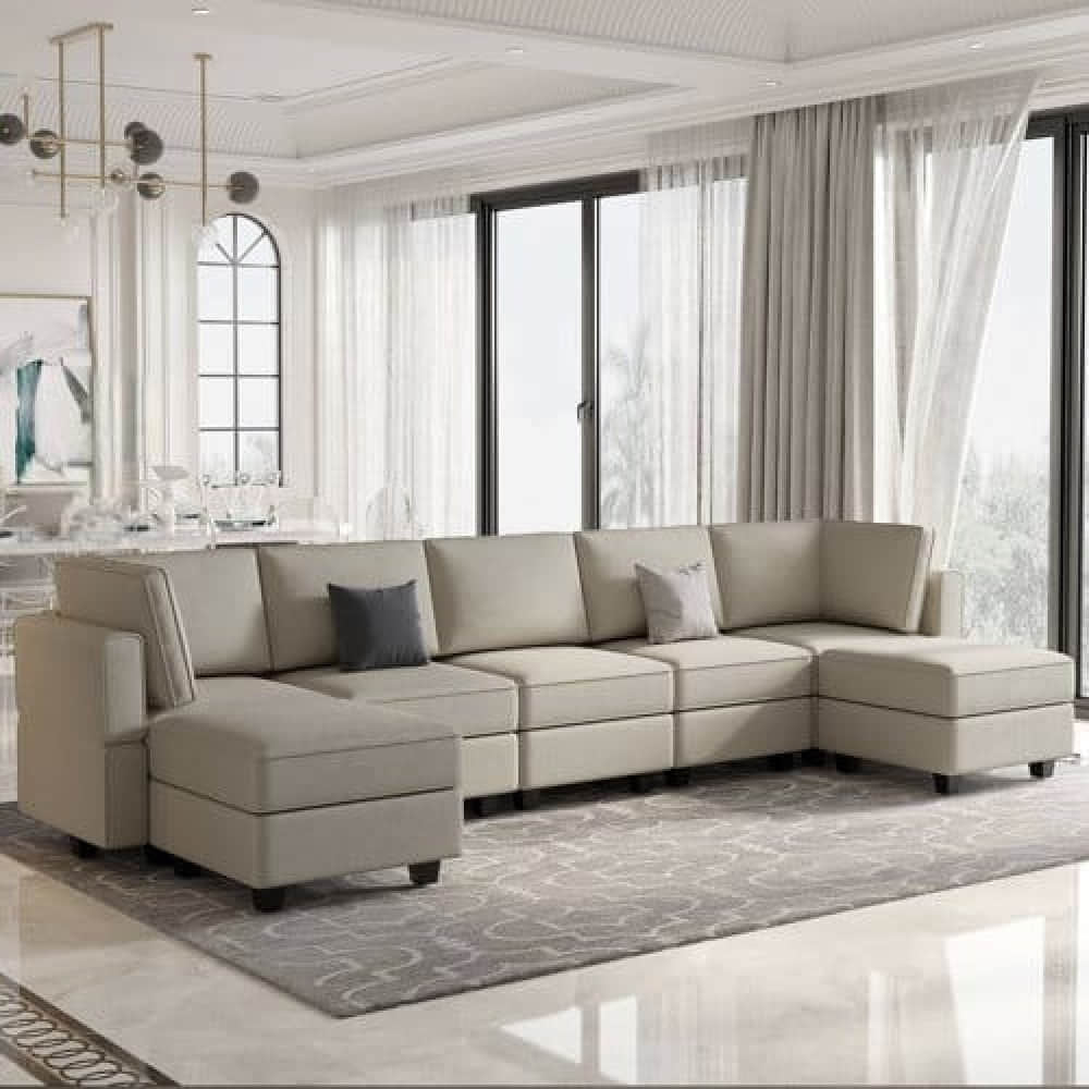 Silverster Modern 9 Seater U Shaped Sectional Sofa Set - photo