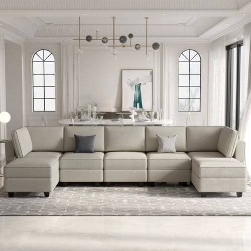 Silverster Modern 9 Seater U Shaped Sectional Sofa Set