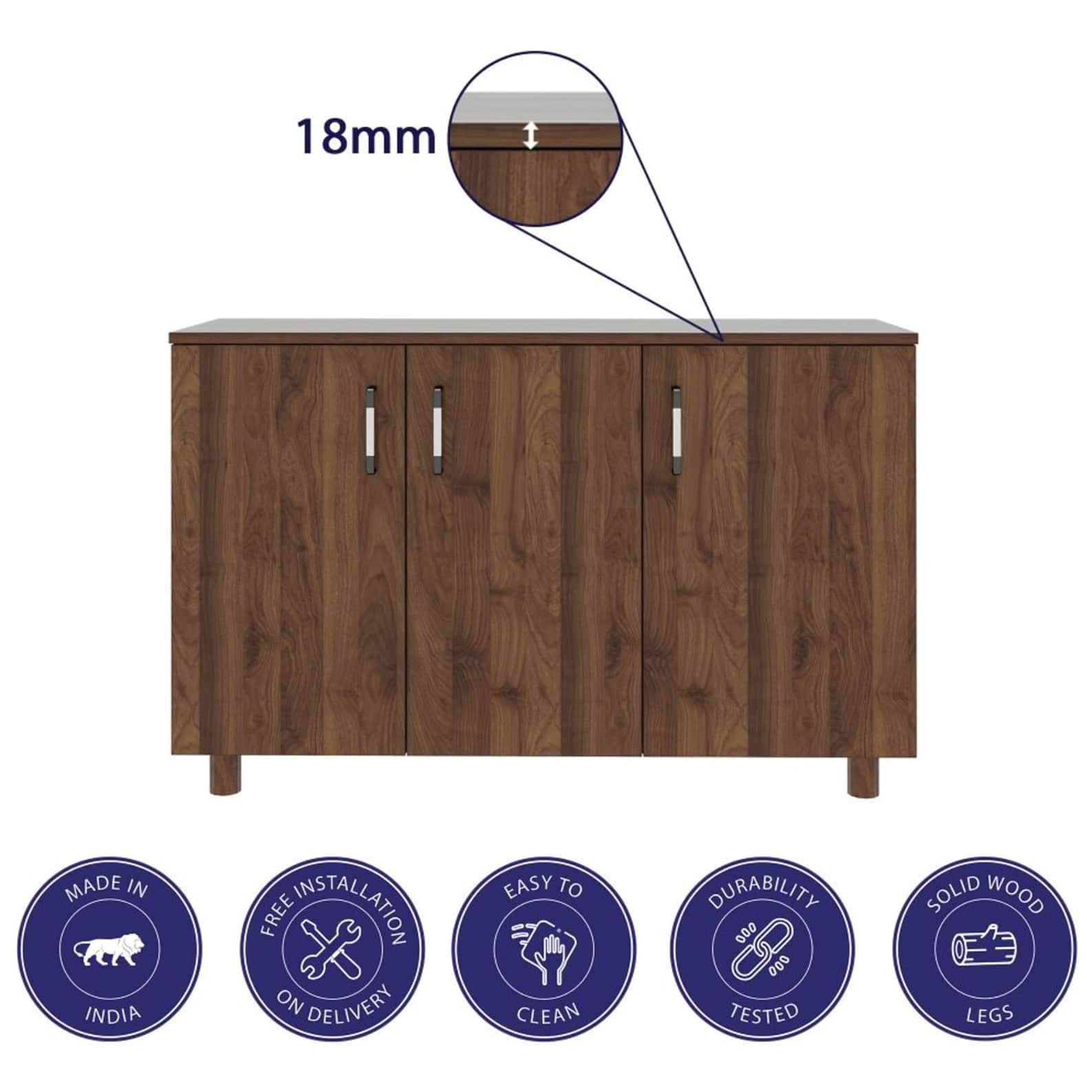 Shoe Rack with 3 Doors - front_view