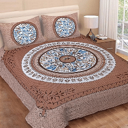 Eye-catching Print Cotton Double Bed sheet with 2 Pillow Cover - photo