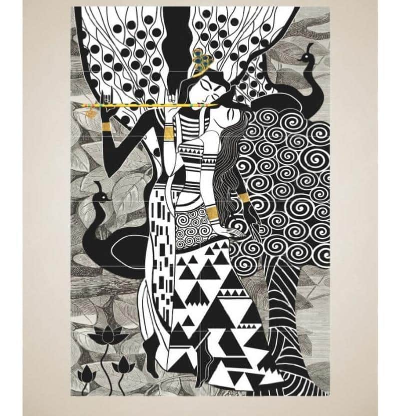 Radha Krishna Wall Tile - top_view