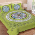 Captivating Print Cotton Double Bed sheet with 2 Pillow Cover/green - photo