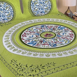 Captivating Print Cotton Double Bed sheet with 2 Pillow Cover/green - rear_view