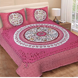 Engrossing Mauve Colored Print Cotton Double Bed sheet with 2 Pillow Cover - photo