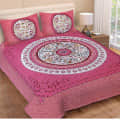 Engrossing Mauve Colored Print Cotton Double Bed sheet with 2 Pillow Cover - photo
