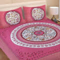 Engrossing Mauve Colored Print Cotton Double Bed sheet with 2 Pillow Cover - rear_view