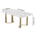 Denver 6 seater Dining Table With Marble Top - front_view