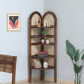 Sheesham Wood Rattan Display Shelf - photo