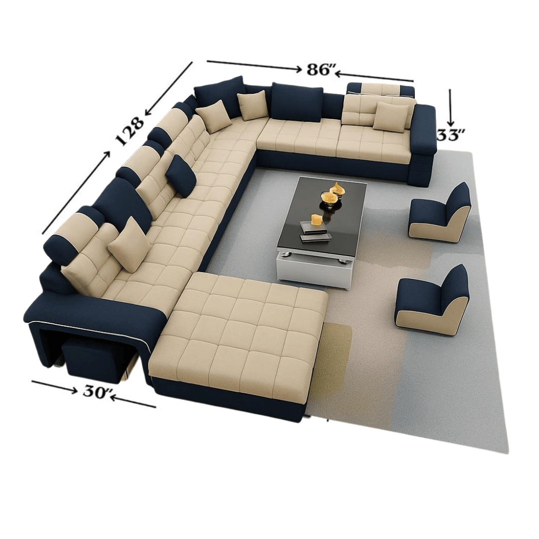 Alster 9 seater u shaped sectional sofa set - front_view