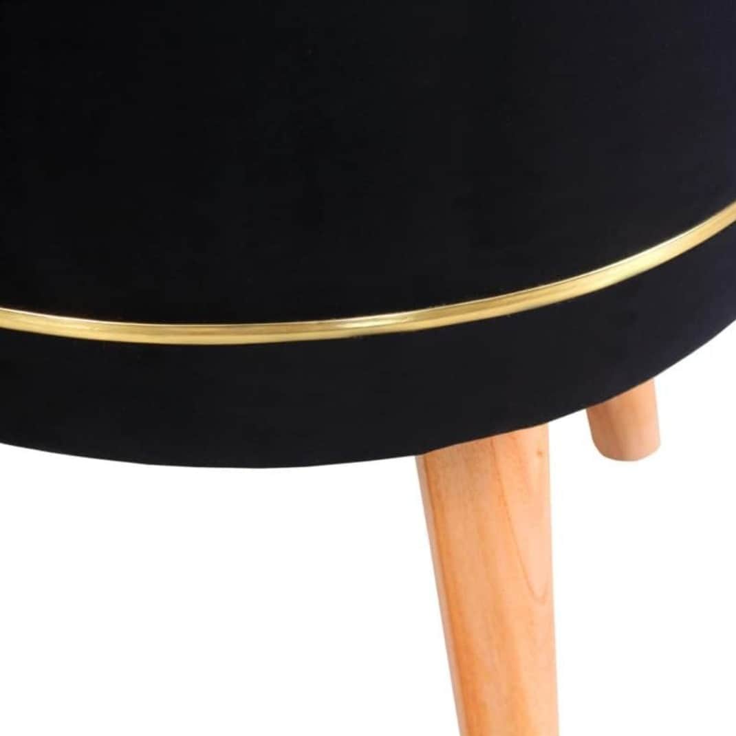 Pouffes Sitting Stool For Living Room, Mudda Puffy Wooden Ottoman Stools, Pouffe Footstool 16x16x18 Inch, Black - rear_view