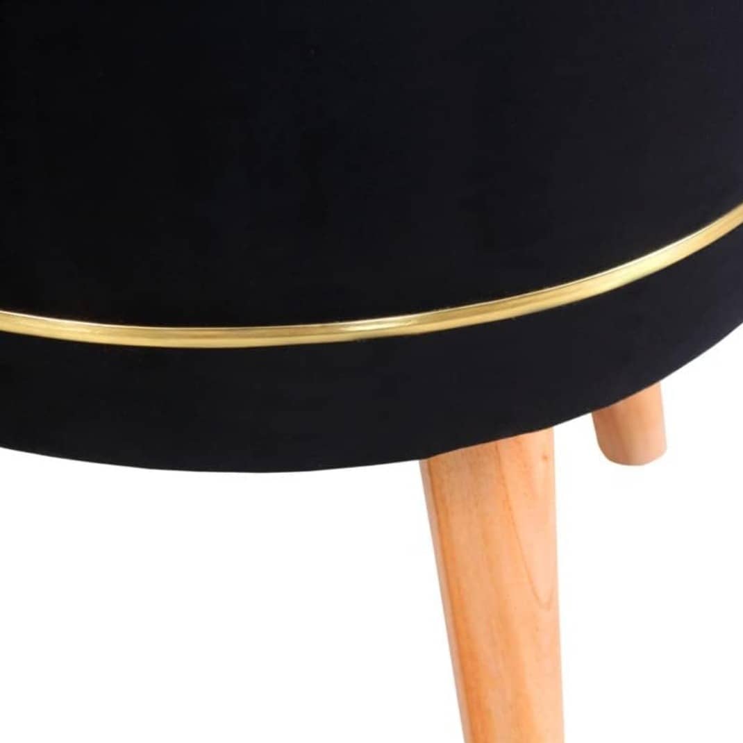 Pouffes Sitting Stool For Living Room, Mudda Puffy Wooden Ottoman Stools, Pouffe Footstool 16x16x18 Inch, Black