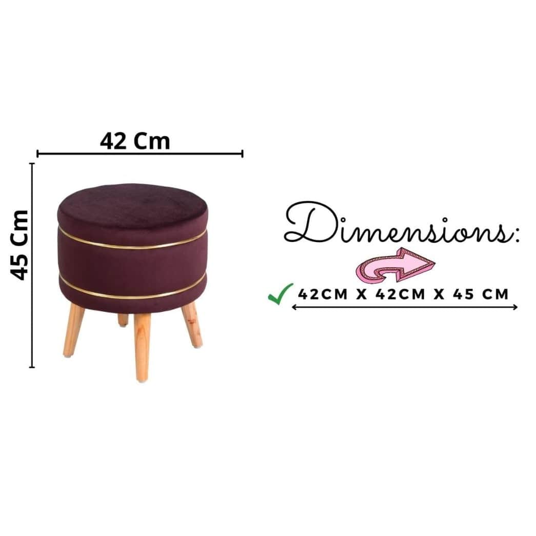 Pouffes Sitting Stool For Living Room, Mudda Puffy Wooden Ottoman Stools, Pouffe Footstool 16x16x18 Inch, Coffee - front_view
