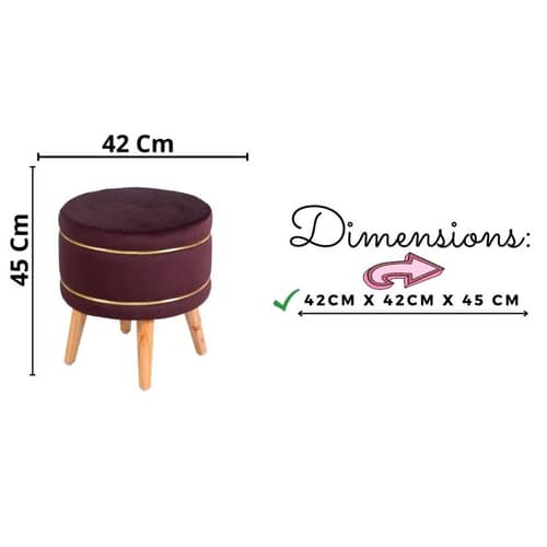 Pouffes Sitting Stool For Living Room, Mudda Puffy Wooden Ottoman Stools, Pouffe Footstool 16x16x18 Inch, Coffee
