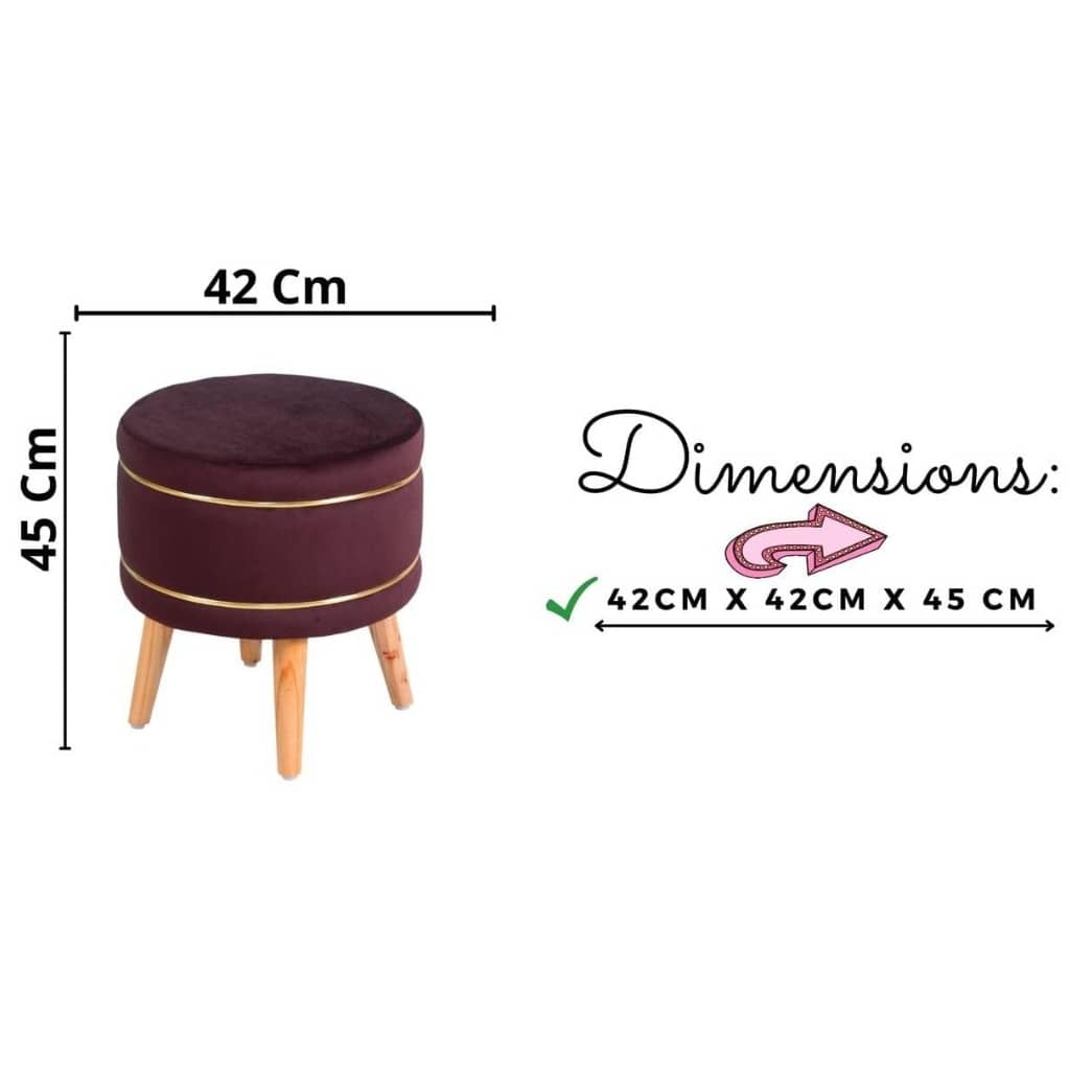 Pouffes Sitting Stool For Living Room, Mudda Puffy Wooden Ottoman Stools, Pouffe Footstool 16x16x18 Inch, Coffee