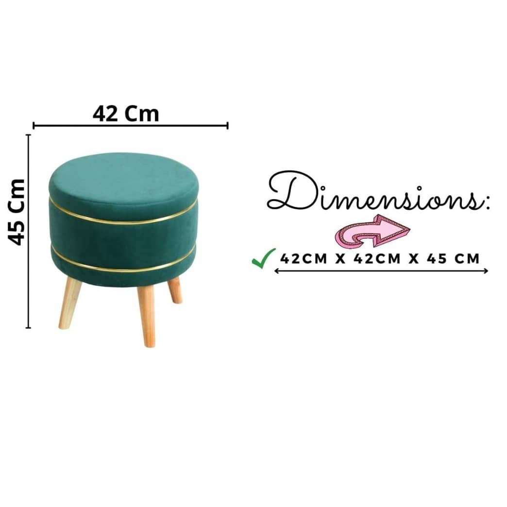 Pouffes Sitting Stool For Living Room, Mudda Puffy Wooden Ottoman Stools, Pouffe Footstool 16x16x18 Inch, Green