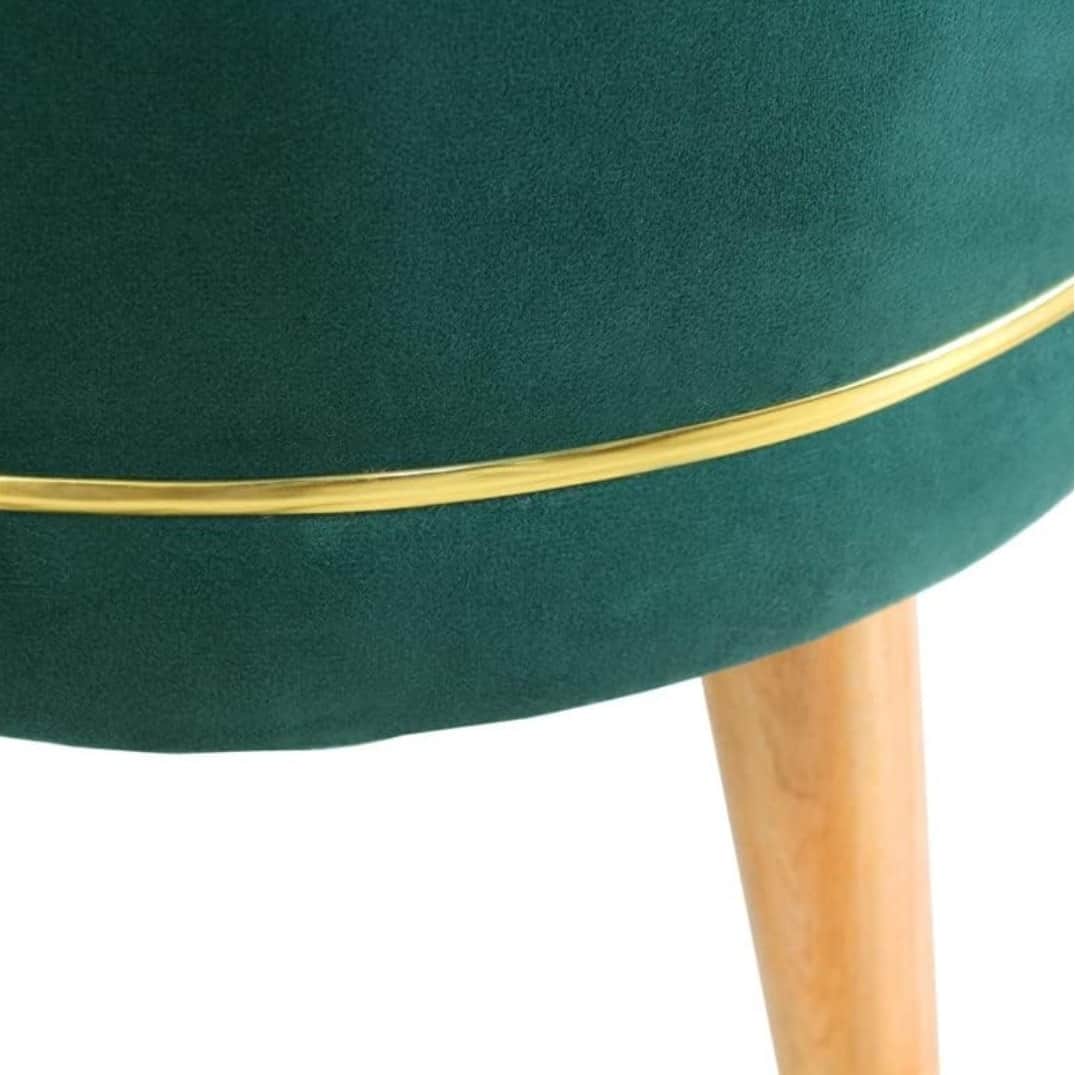 Pouffes Sitting Stool For Living Room, Mudda Puffy Wooden Ottoman Stools, Pouffe Footstool 16x16x18 Inch, Green - rear_view
