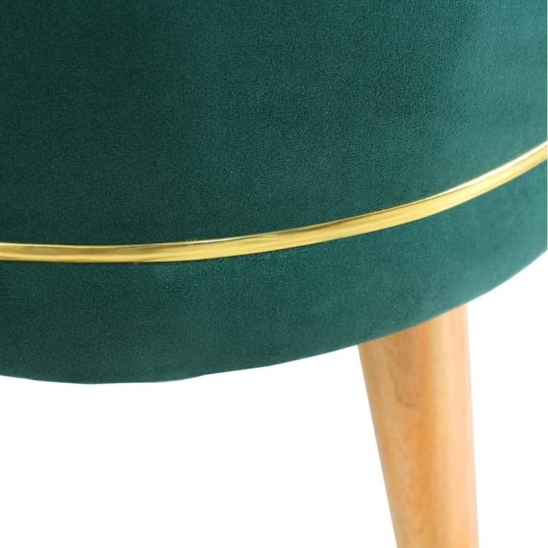 Pouffes Sitting Stool For Living Room, Mudda Puffy Wooden Ottoman Stools, Pouffe Footstool 16x16x18 Inch, Green