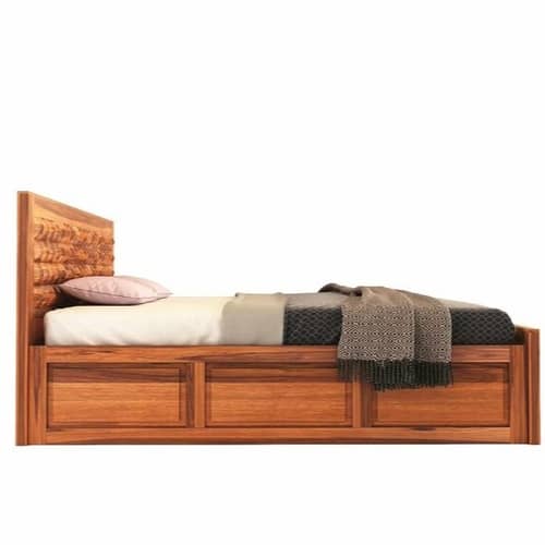 Diamond Sheesham Wood King Size Bed with Storage Box (Brown,With Storage)
