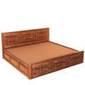 Diamond Sheesham Wood King Size Bed with Storage Box (Brown,With Storage) - front_view