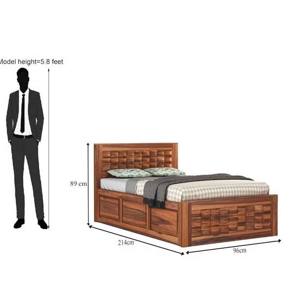 Diamond Sheesham Wood Single Bed - top_view