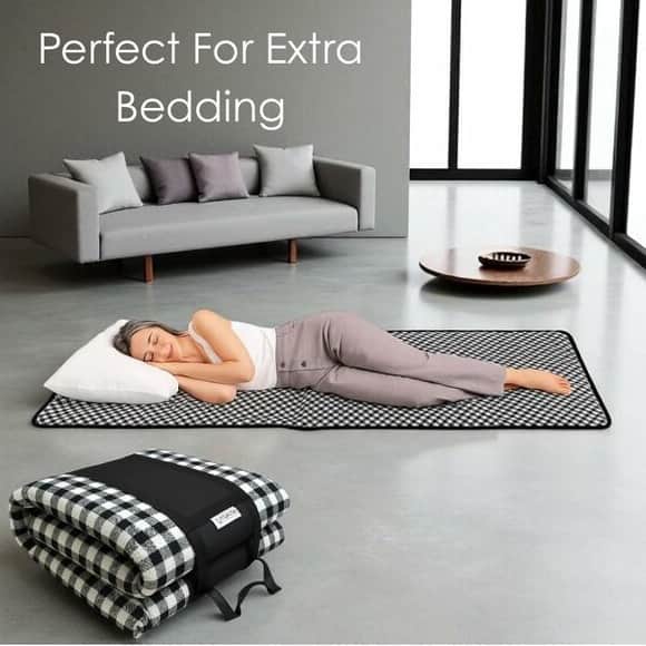Premium Foldable Mattress for Floor, Portable Soft Foam Slim Mattress (Black, 72"X36"X1") - left_view