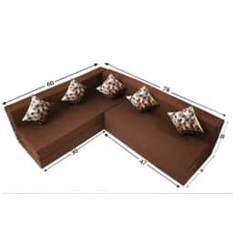 L Shaped 5 Seater Double Foam Fold Out Sofa Cum Bed (Brown) - rear_view